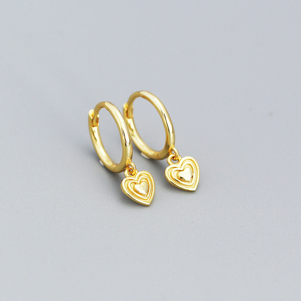 Minimalist Geometric Heart-Shaped Sterling Silver Clip-On Earrings for Women with Plated Finish
