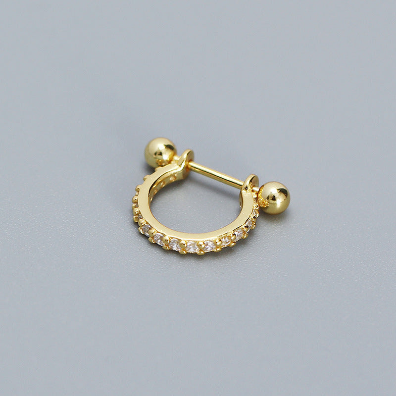 Orecchini a Cerchio Geometrici con Zirconi Cubici in Argento Sterling 925