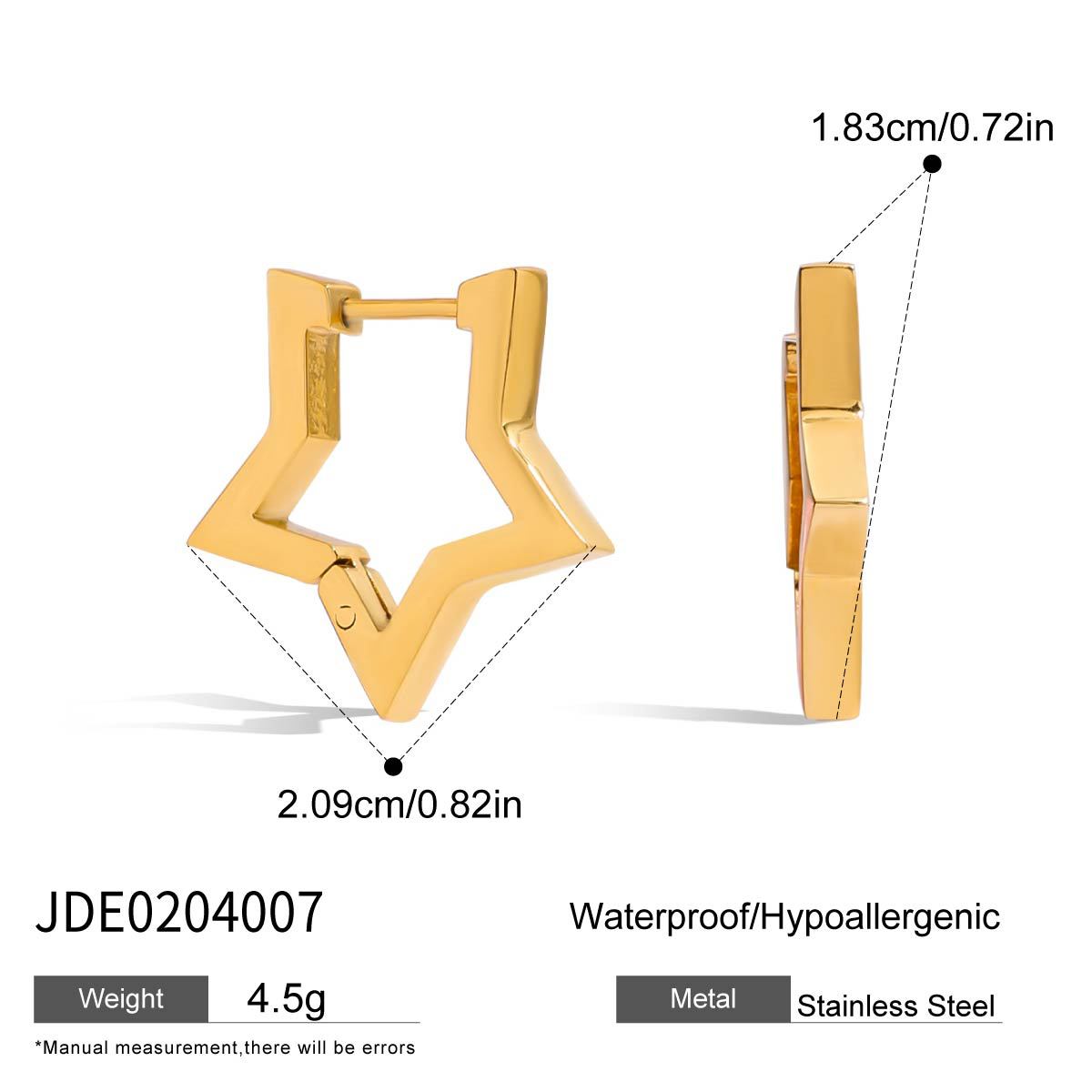 Orecchini a perno a forma di stella minimalisti in acciaio inossidabile placcato da donna