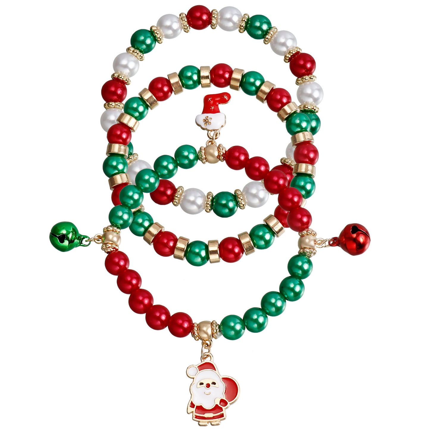 Geometric Acrylic Beaded Bracelet Set with Plated Finish for Christmas Holiday Gift