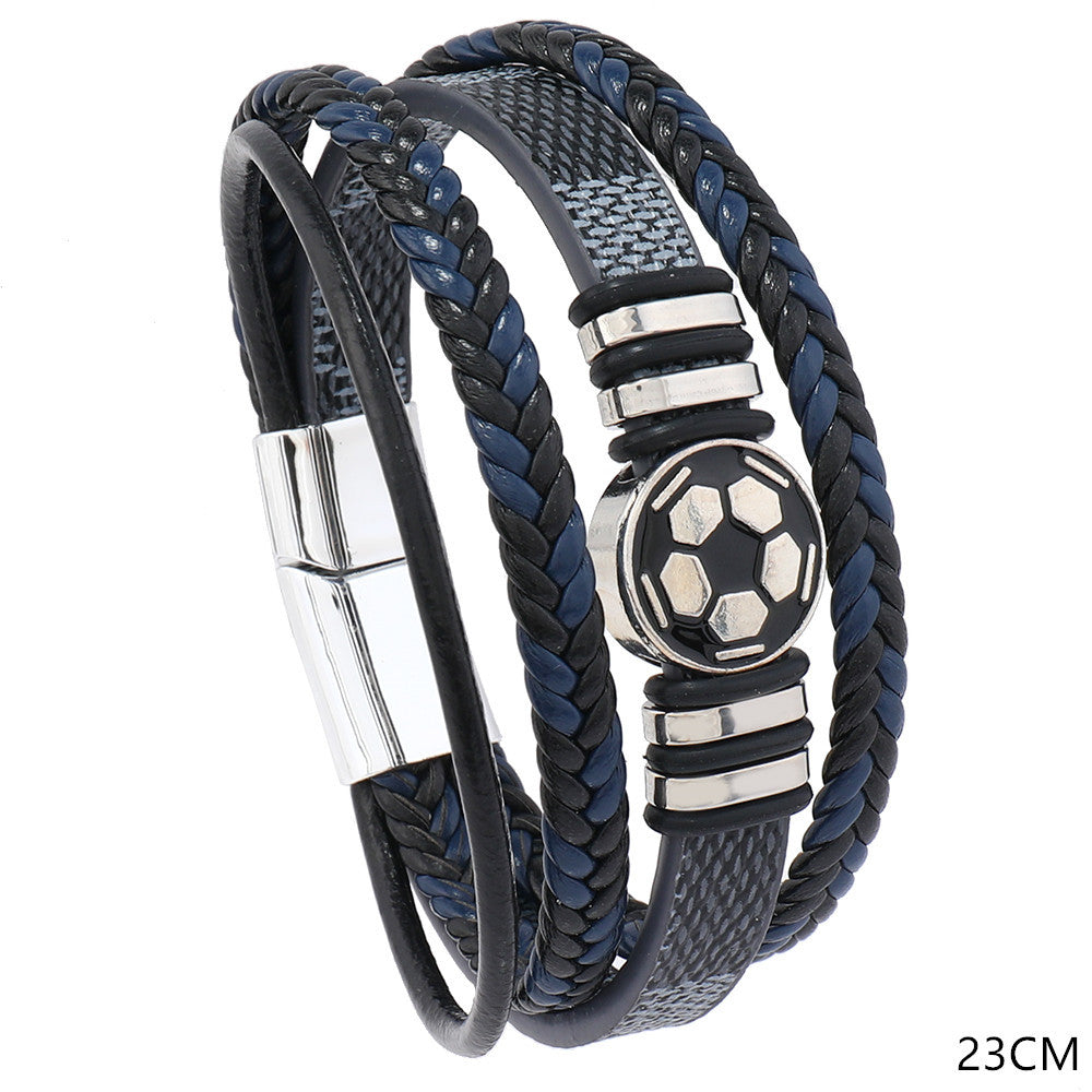 Pulsera magnética de cuero geométrico unisex, estilo punk urbano, regalo de joyería para aficionados a los deportes