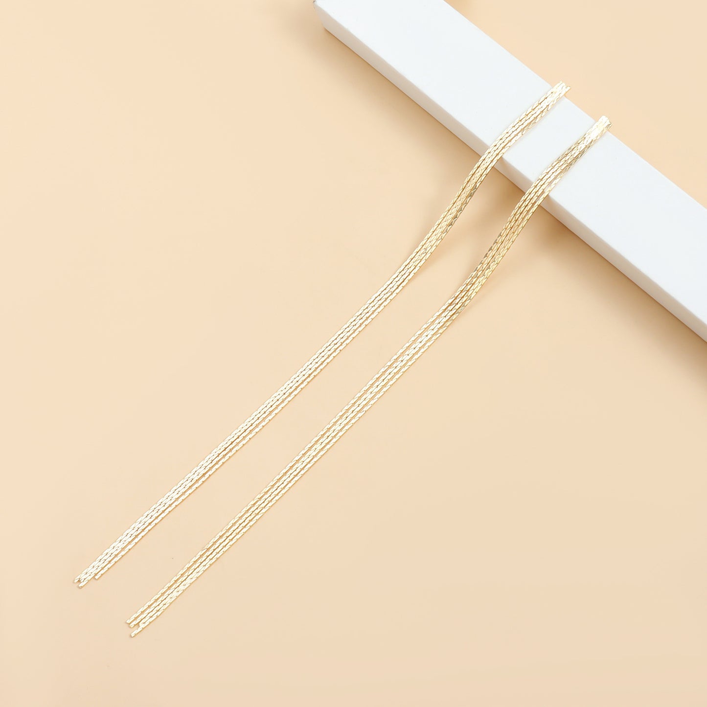 Vintage Geometric Long Fringe Dangle Stud Earrings for Women in Plated Metal
