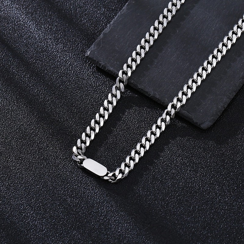 Minimalist Geometric Titanium Steel Pendant Necklace with Plated Finish Cuban Chain for Women