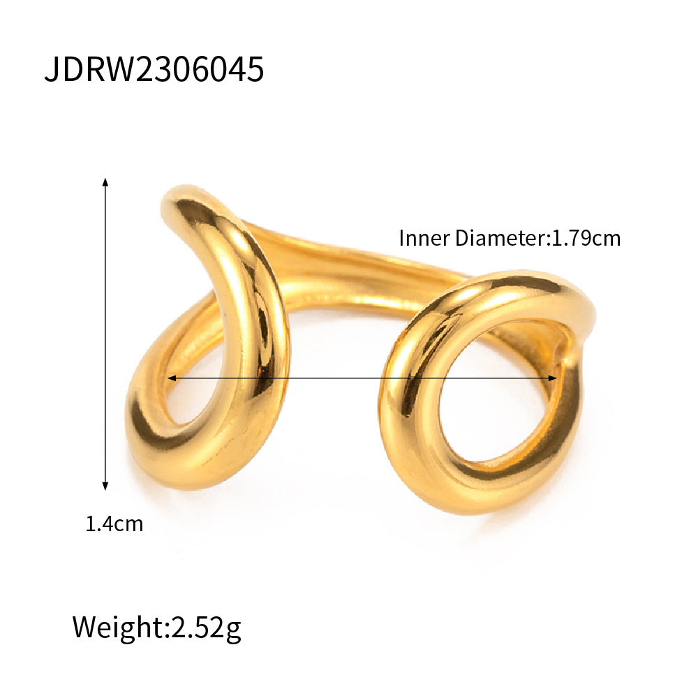 Minimalist Teardrop Geometric Plated Stainless Steel Ring for Women