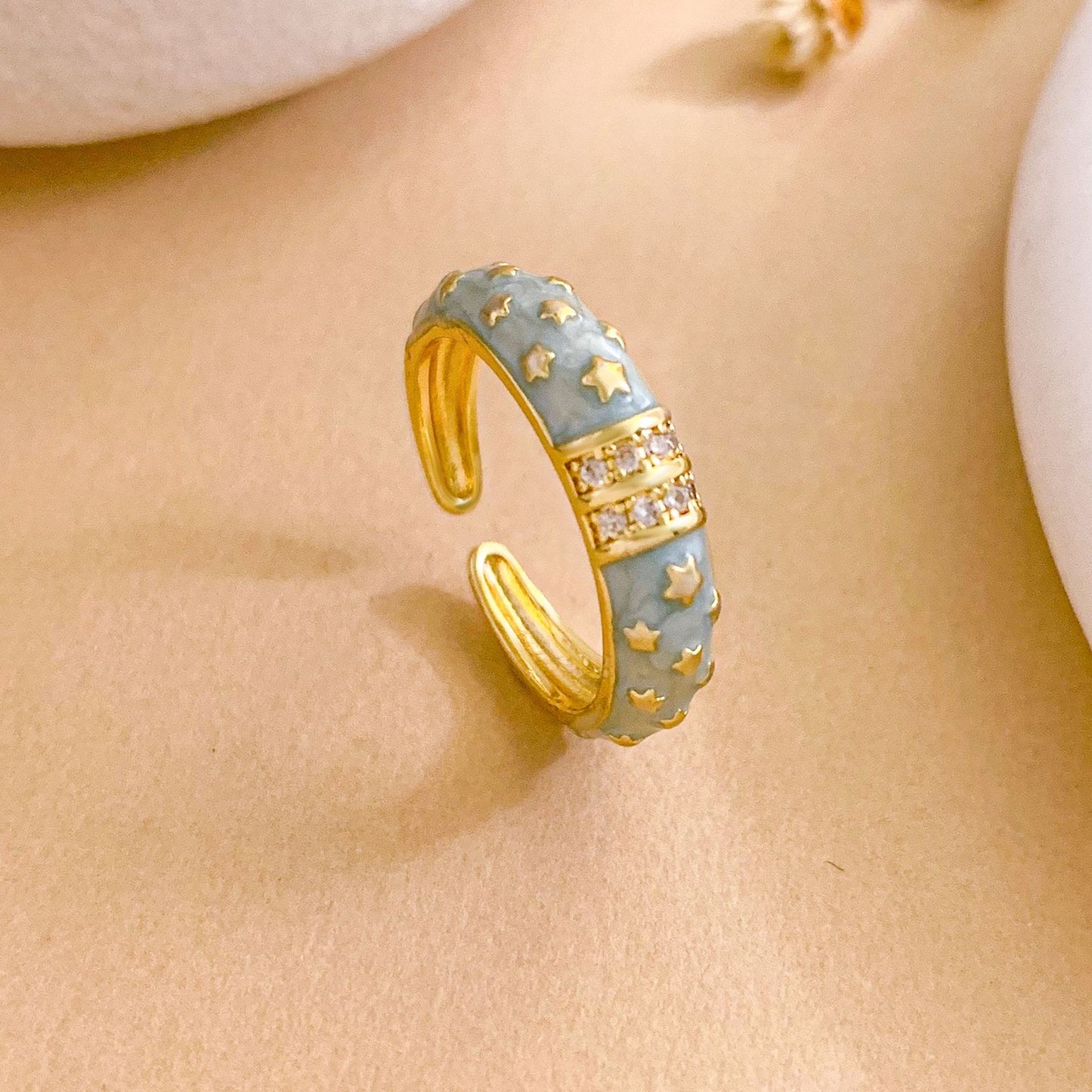 Sweet Minimalist Star Gold Plated Brass Ring for Women