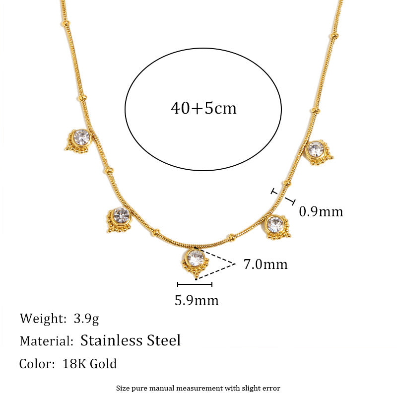 Minimalist Geometric Stainless Steel Plated 18K Gold Fine Chain Tassel Pendant Necklace for Women