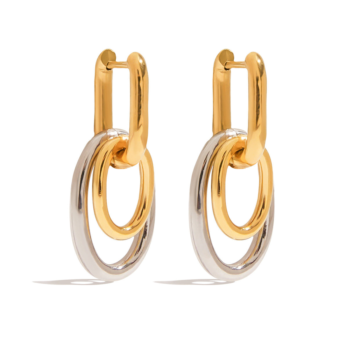 Oval Geometric Plated Stainless Steel Earrings for Women
