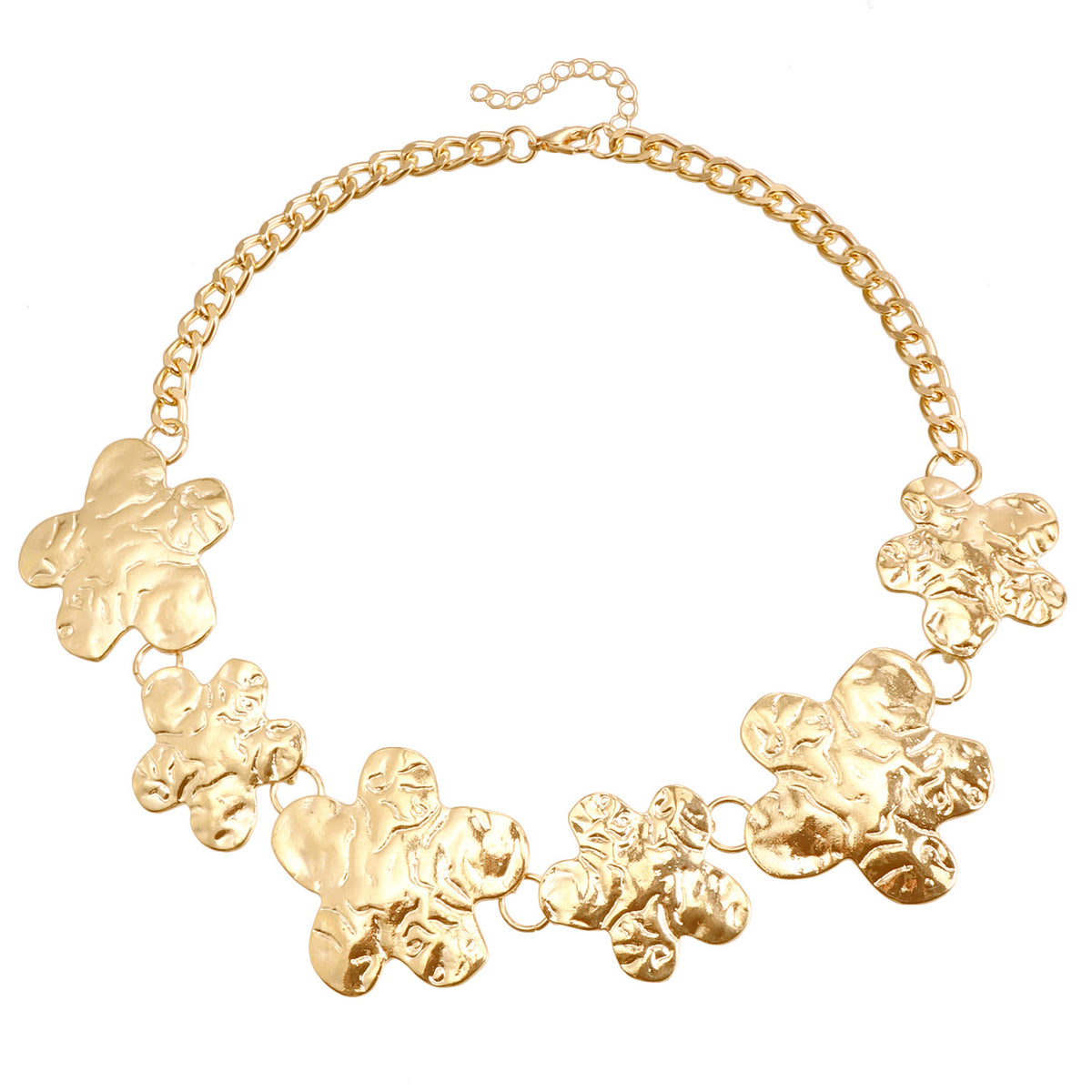 Collana girocollo da donna minimalista irregolare a fiore di prugna geometrico in metallo con finitura galvanizzata