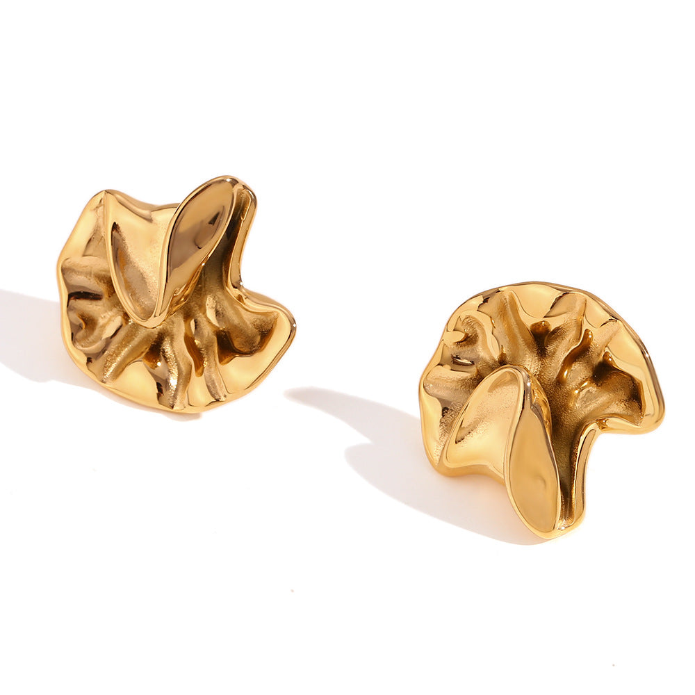 Pendientes de tuerca geométricos irregulares de acero inoxidable chapados en oro de 18 quilates de inspiración vintage para mujer