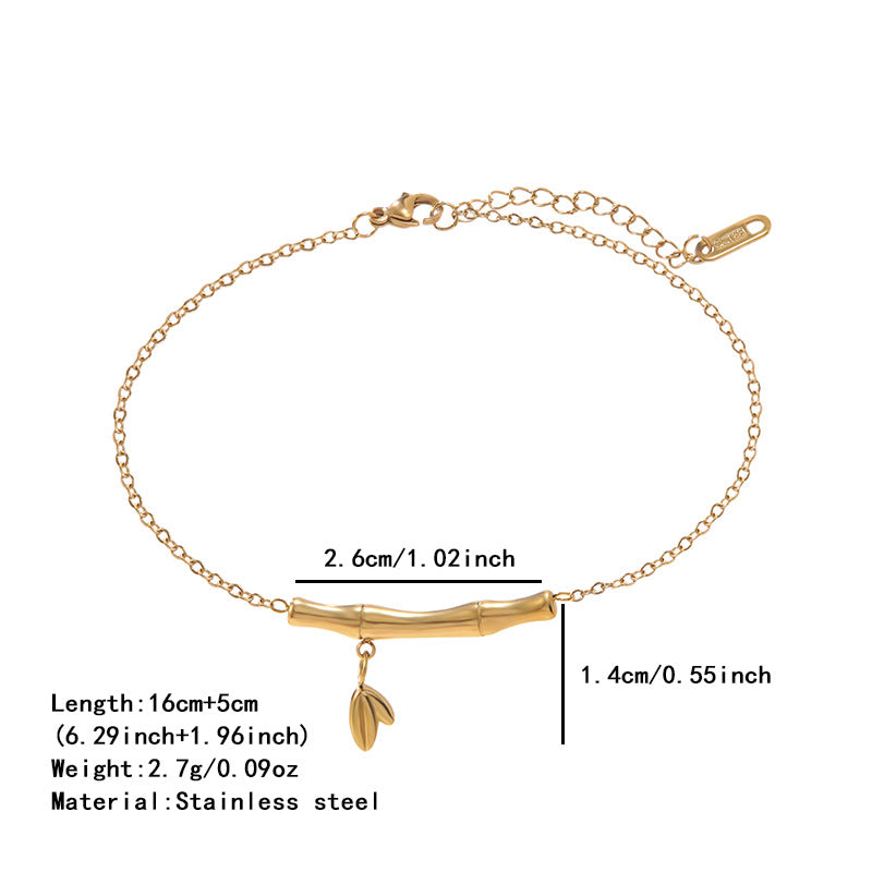 Elegante collana geometrica in acciaio inossidabile placcato oro con motivo bambù da donna