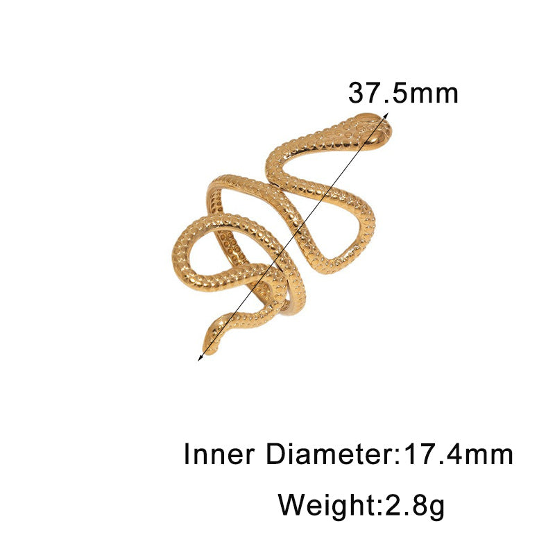 Minimalist Gold Plated Stainless Steel Snake Ring for Women