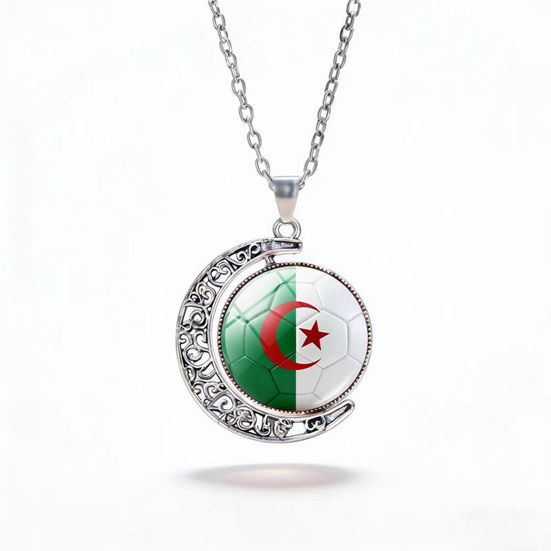 Casual Unisex Alloy Plated Moon Geometric Pendant Crystal Necklace