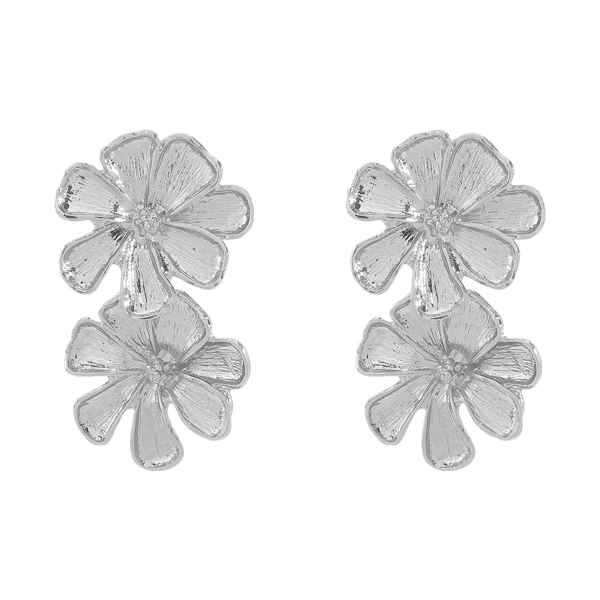 Orecchini a perno di lusso con design floreale in lega placcata per donna – Elegante e versatile motivo a fiore botanico