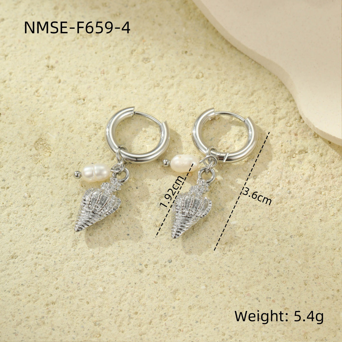 Pendientes vintage de acero de titanio con forma de concha y perlas incrustadas para mujer, aros de acero inoxidable chapados con estética minimalista de lujo
