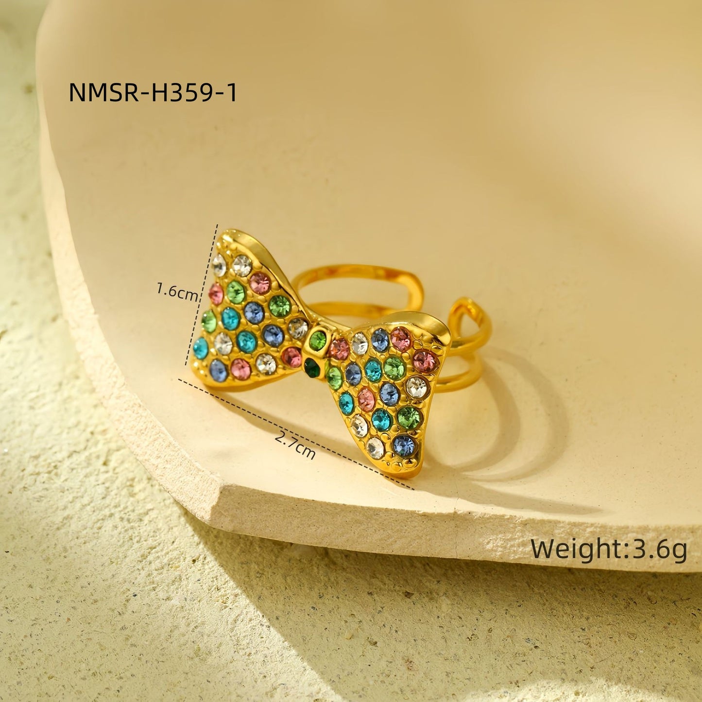 Elegante conjunto de pendientes y collar con forma de lazo de acero de titanio con incrustaciones de pedrería colorida para mujer