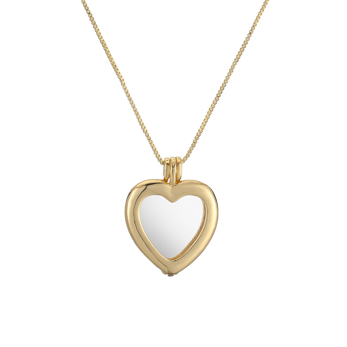 Collar relicario minimalista con forma de corazón en cobre con baño de oro de 18 K para mujer