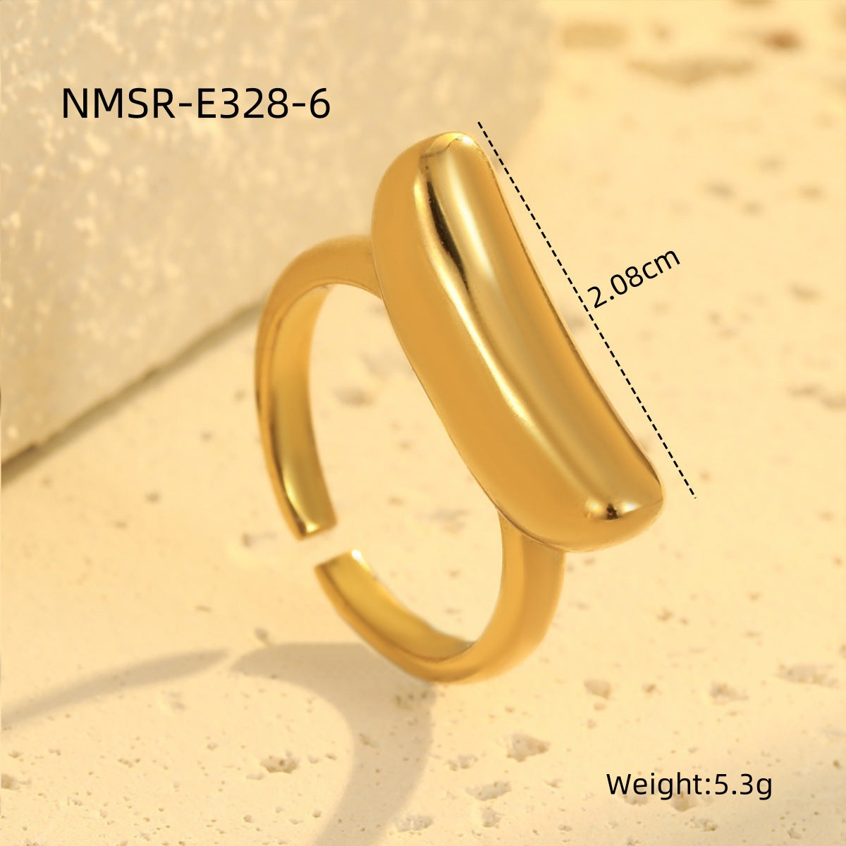 Anello Minimalista Geometrico da Donna in Acciaio Inossidabile con Finitura Galvanica, Design a Fascia Aperta Regolabile