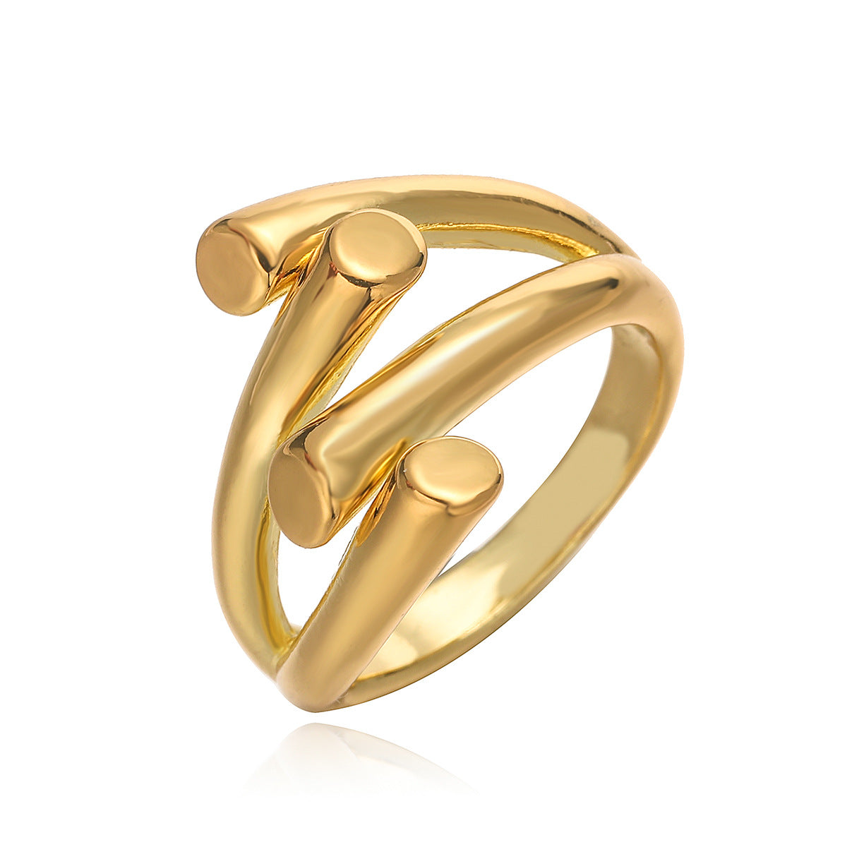 Anello in rame da donna geometrico irregolare minimalista con finitura placcata