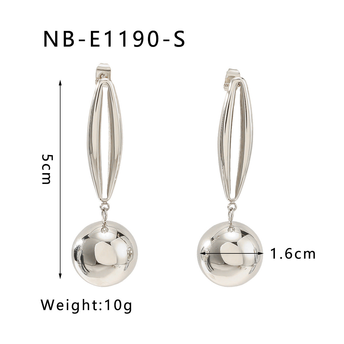 Orecchini Pendenti Minimalisti Geometrici a Doppio Strato con Ovali Vuoti e Sfere Rotonde in Acciaio Inox, Finitura Oro 18K Placcato Sottovuoto