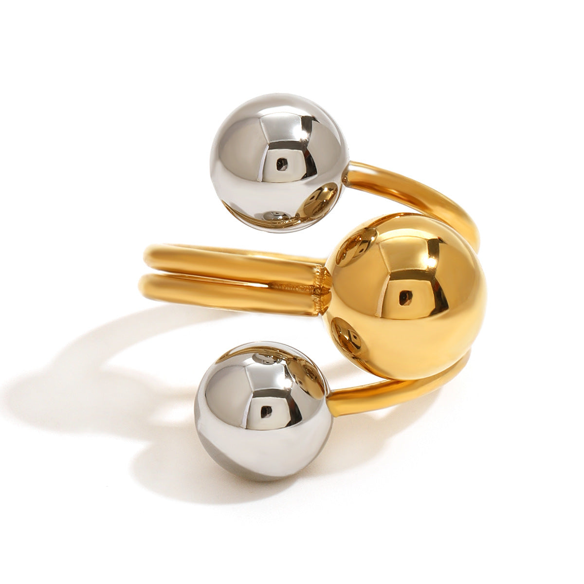 Anello placcato in acciaio inossidabile geometrico con design a colori a contrasto per donna Accessorio di moda minimalista