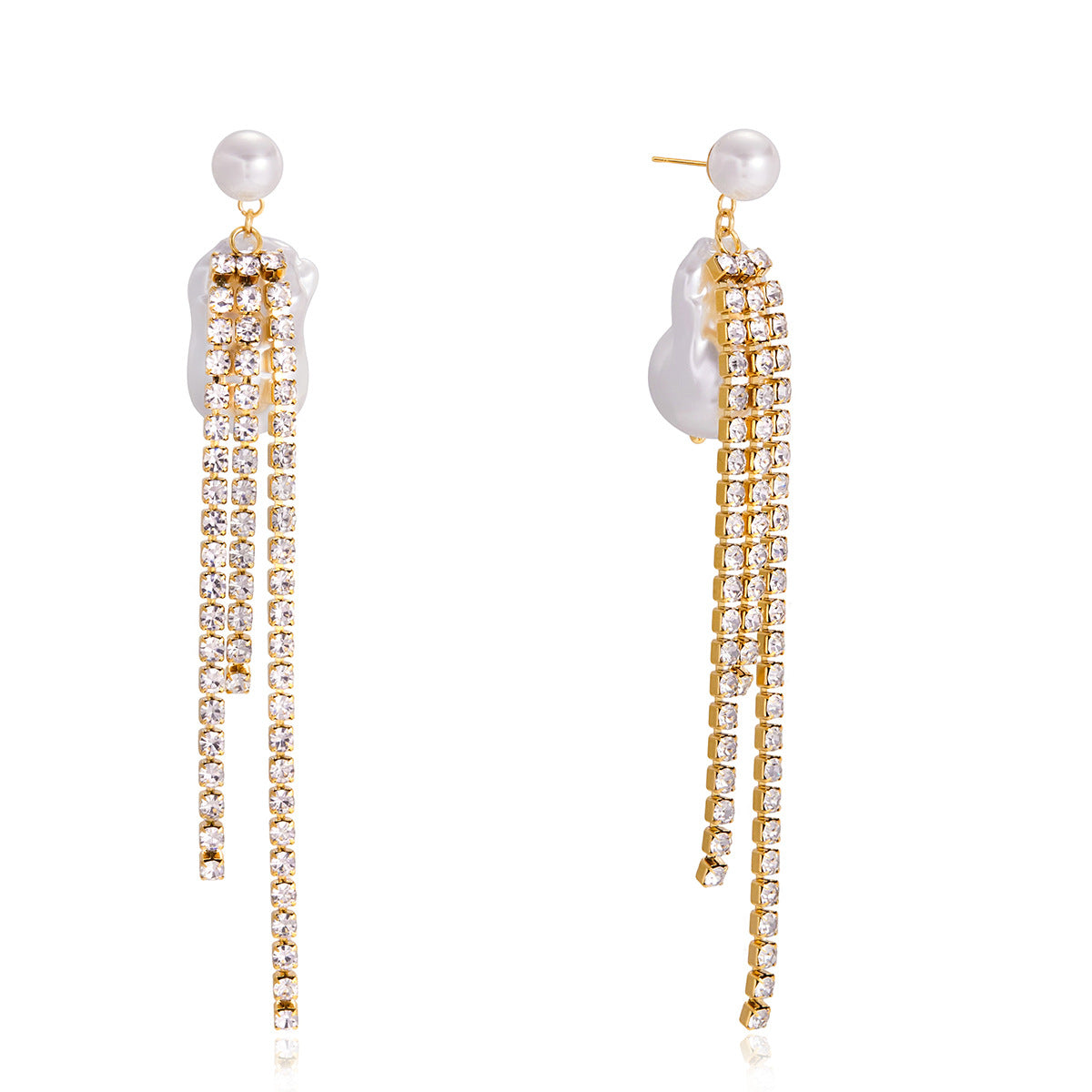 Orecchini a perno geometrici in acciaio inossidabile con intarsio in strass placcati in oro PVD Gioielli di lusso alla moda per donna