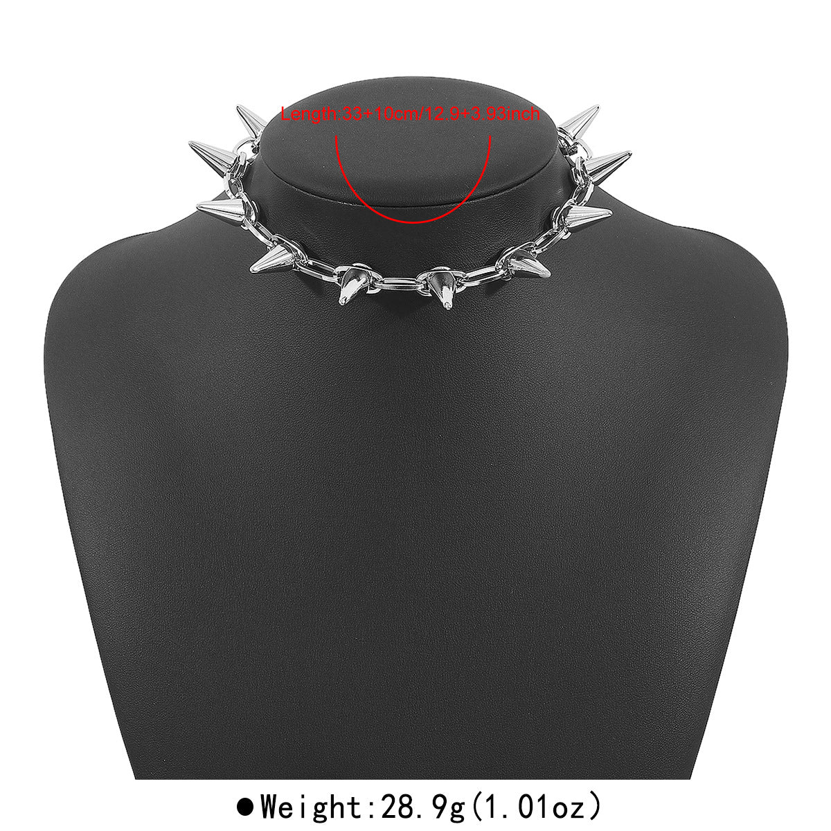 Collana a clavicola da donna in ferro placcato nero con rivetti stile punk
