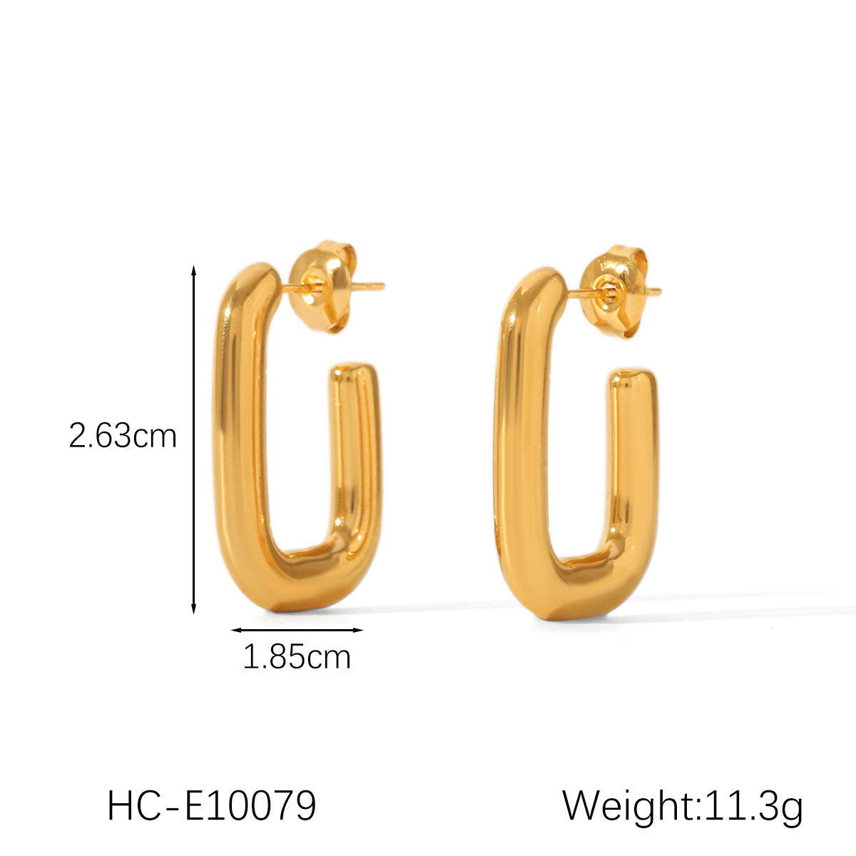 Minimalist Geometric C-Shaped Multi-Layer Stainless Steel Stud Earrings for Women with Plated Finish