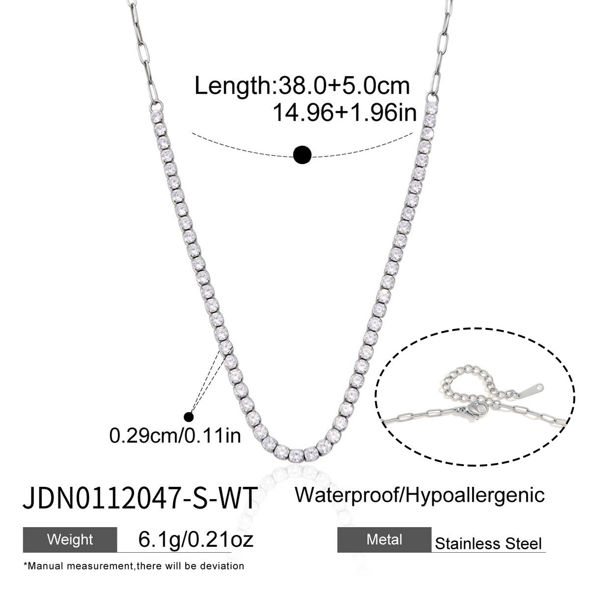 18K Gold Plated Stainless Steel Round Geometric Tennis Necklace for Women