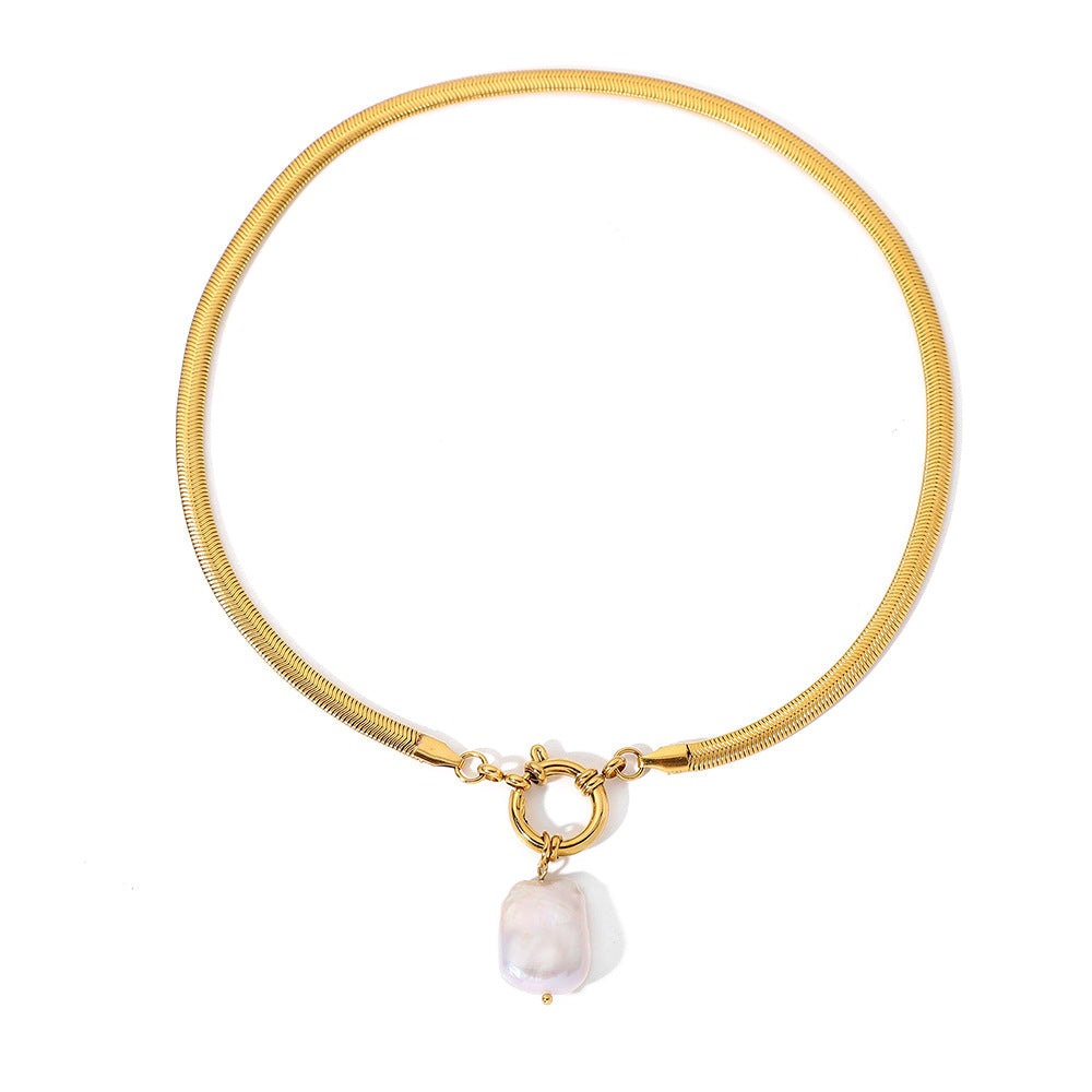 Minimalist Hollow Heart Pendant Necklace in Stainless Steel with 18K Gold Plating and Pink Zircon Inlay for Women