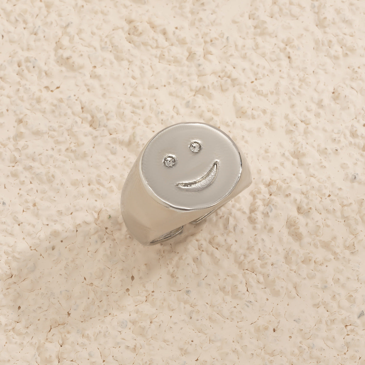 Anillo de aleación con baño de esmalte en forma de nube geométrica de estilo dulce y fresco para mujer