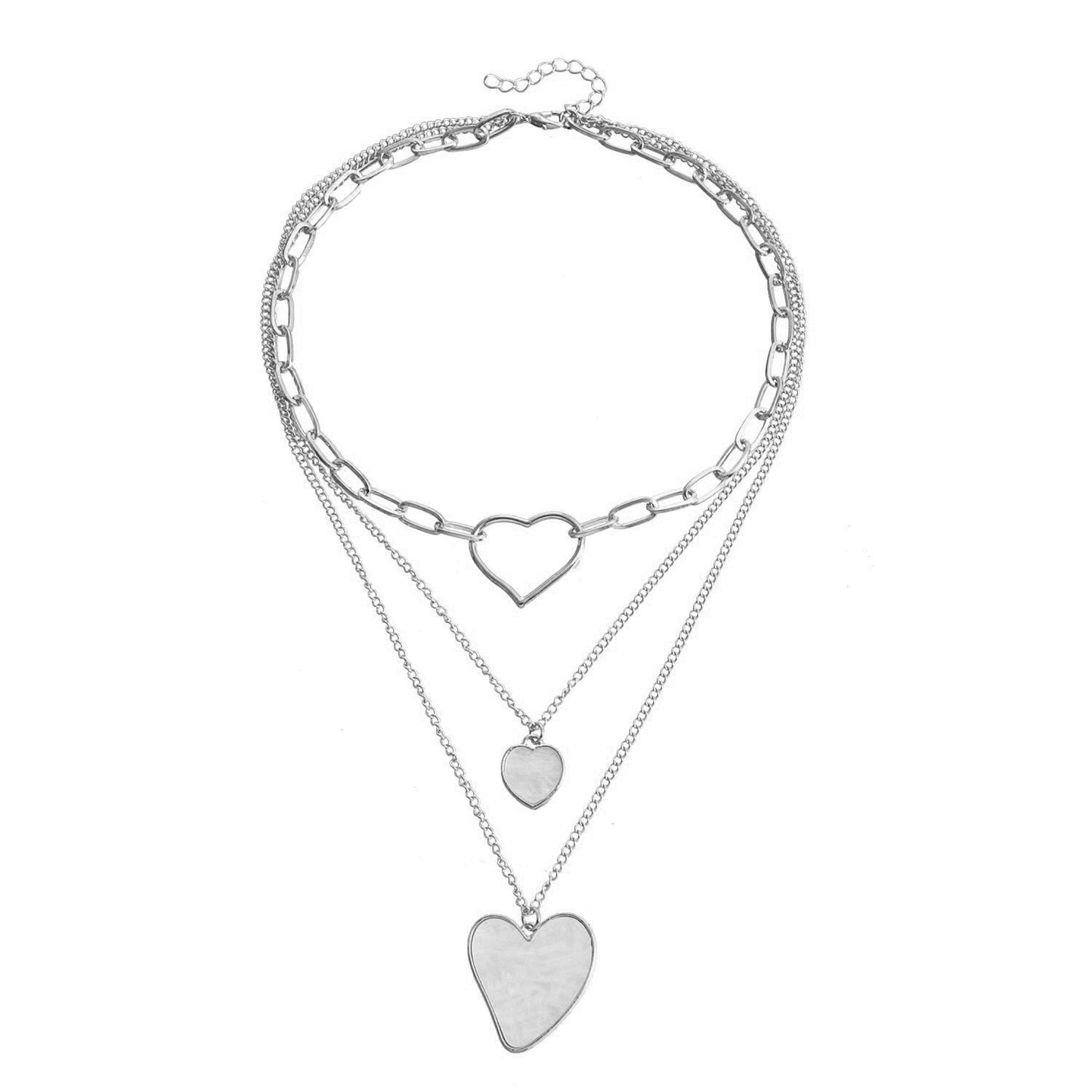 INS Style Heart and Cross Pendant Necklace for Women Alloy Chain with Electroplated Finish