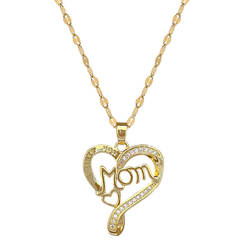 Collana con ciondolo a lettera a cuore geometrico minimalista per donna e uomo in acciaio inossidabile a maglie snake con strass