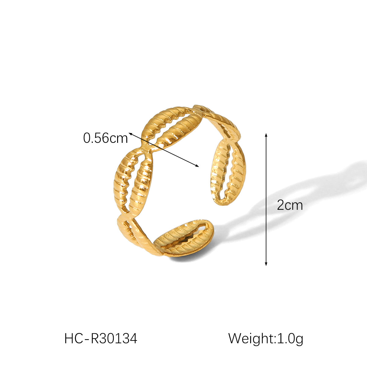 Minimalist 18K Gold Plated Heart Shape Open Ring Stainless Steel Women Jewelry