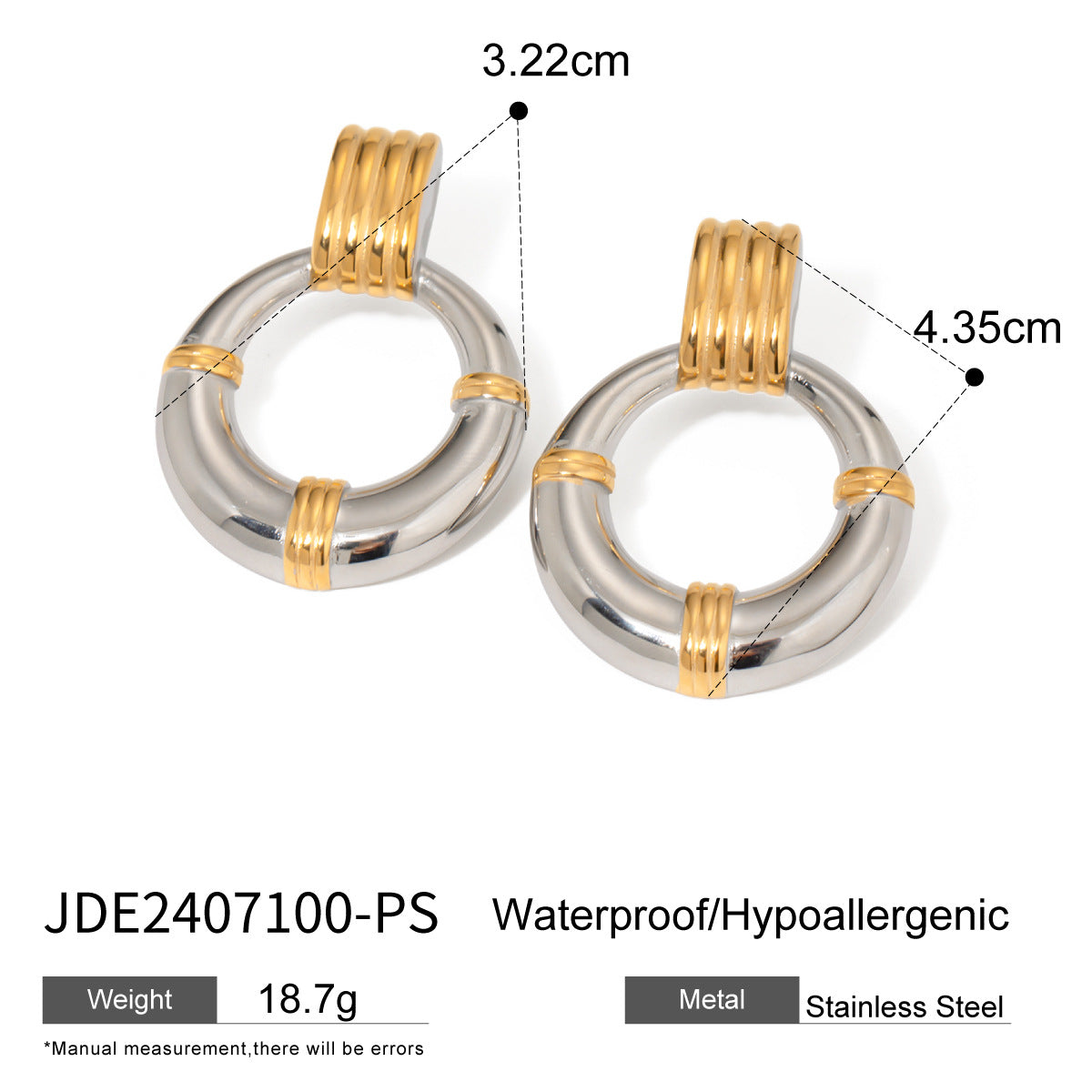 Geometric Round Plated Stainless Steel Earrings for Women
