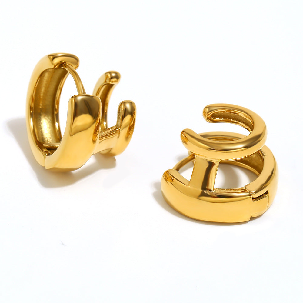 Orecchini da donna creativi geometrici in acciaio inossidabile con placcatura in oro 18 carati