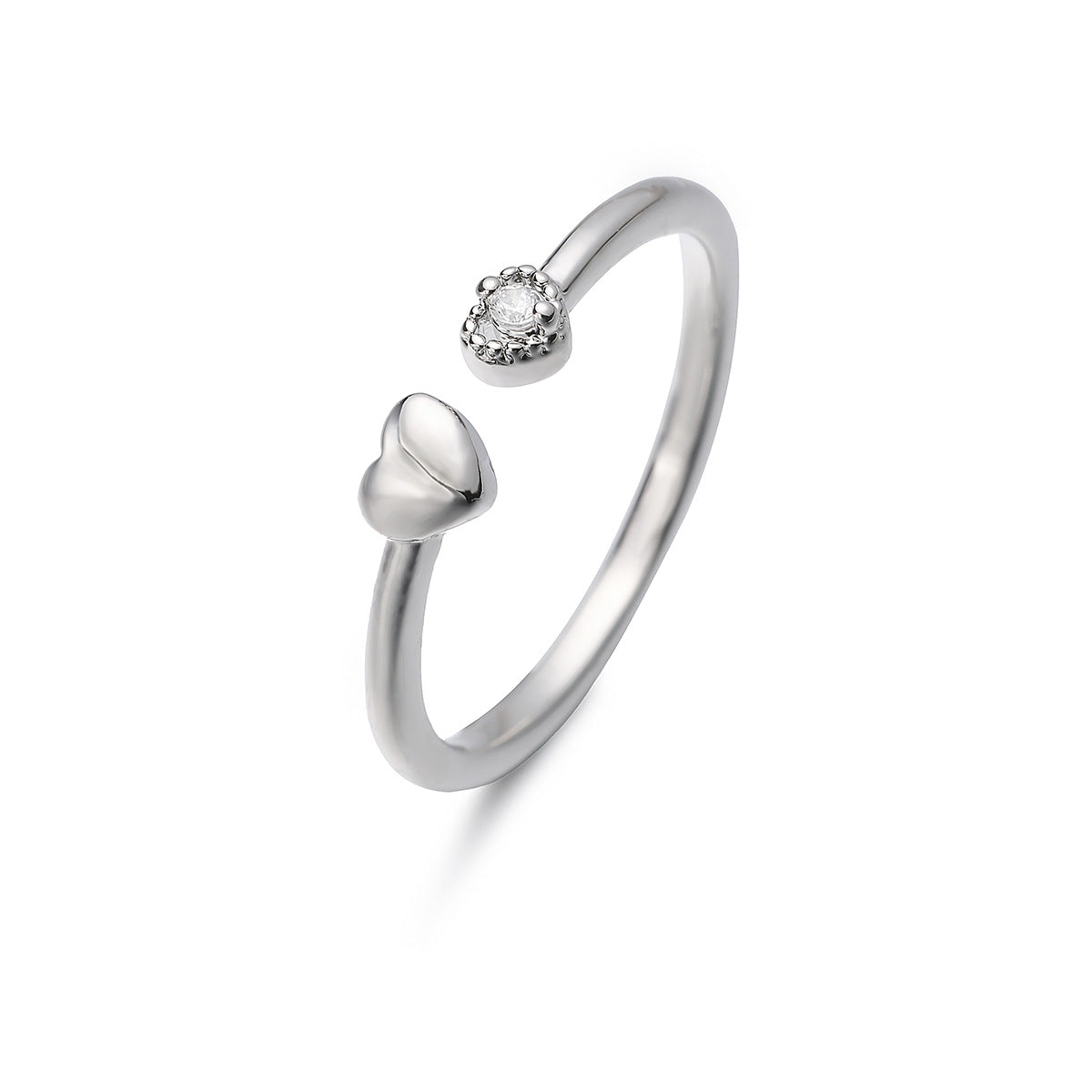 Minimalist 18K Gold Plated Brass Heart Geometric Ring with Cubic Zirconia for Women