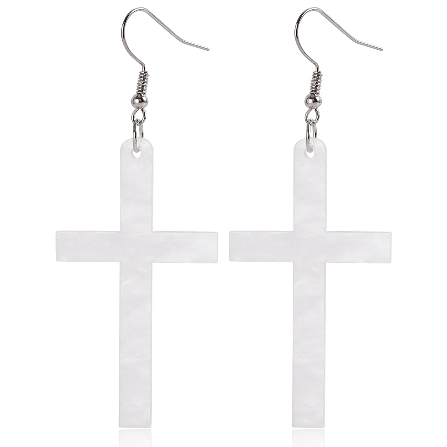 Geometric Blade-Shaped Alloy Earrings for Women with Plated Finish and Hollow-Cut Acrylic Accents