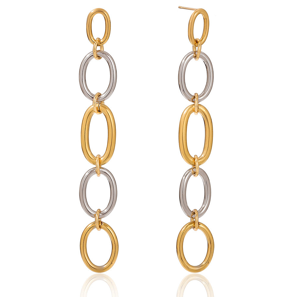 Orecchini a perno geometrici in acciaio inossidabile con finitura galvanica da donna, di lusso, leggeri, alla moda