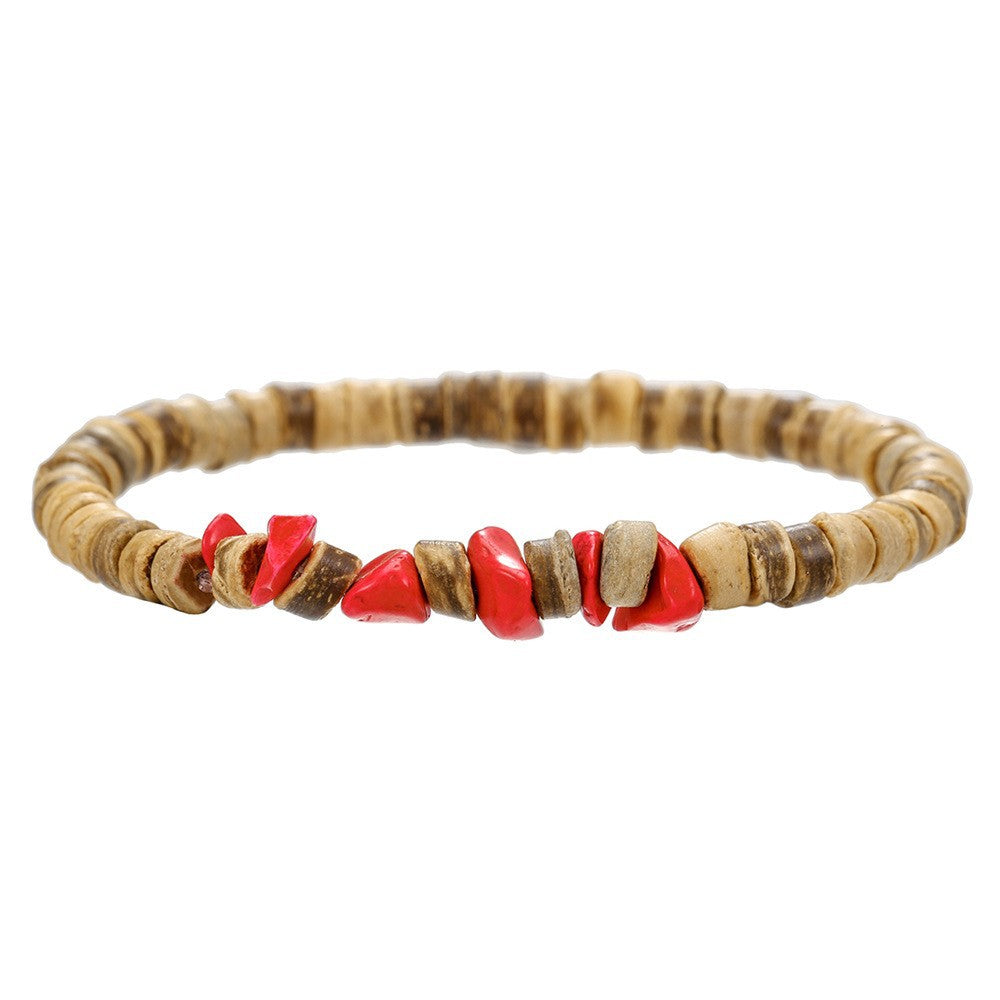 Minimalist Geometric Wood and Turquoise Beaded Bracelet for Men and Women