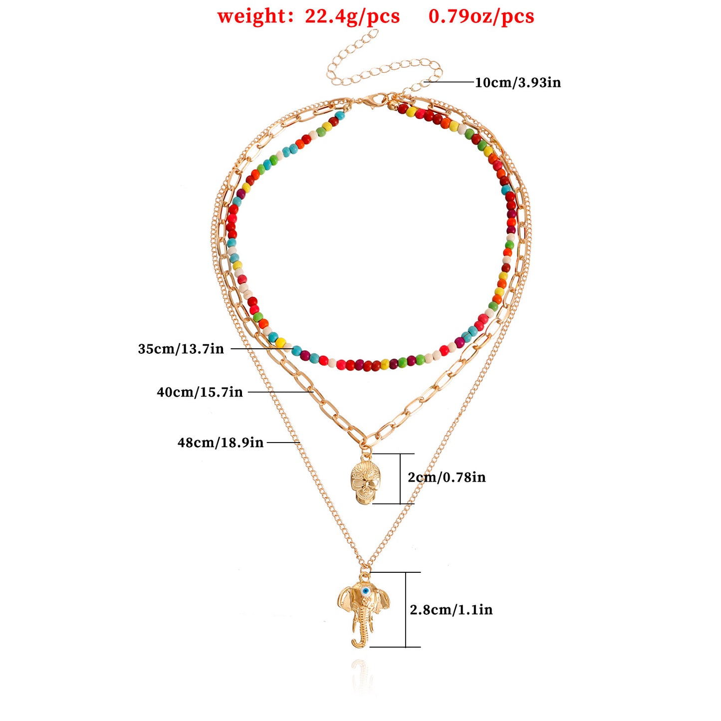 Bohemian Style Elephant Nose Pendant Necklace for Women with Geometric Shape Alloy Chain and Plated Finish