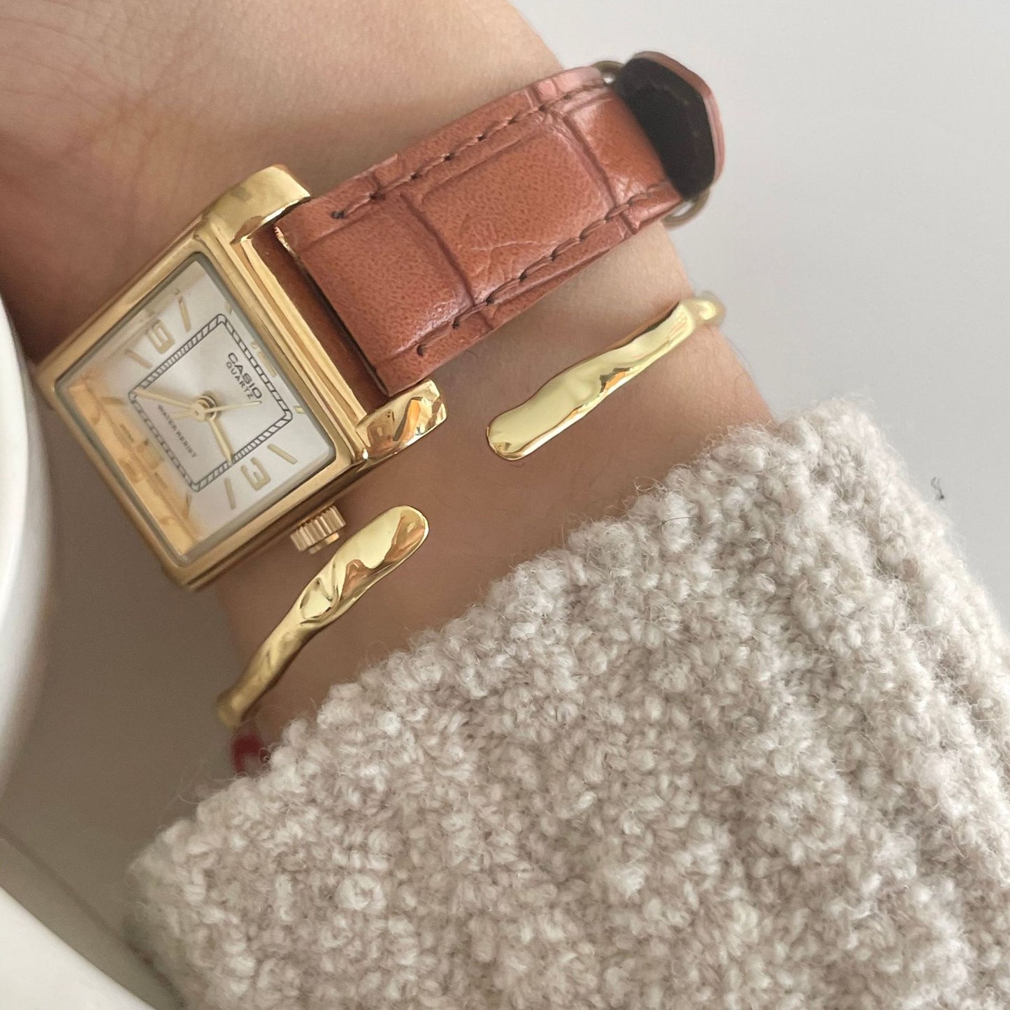 S925 Sterling Silver Women's Minimalist Geometric Unisex Bracelet, Polished Finish, Unique Irregular Texture, Cute Korean Style