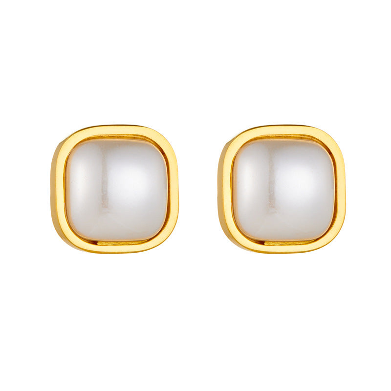 Vintage Minimalist Business Casual Plated Stainless Steel Geometric Earrings