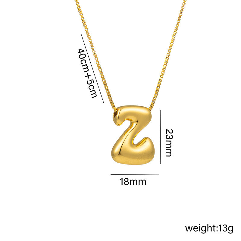 Bonito collar con dije de burbuja en forma de letra Q, estilo Q, de acero de titanio con chapado en oro de 18 quilates para mujer
