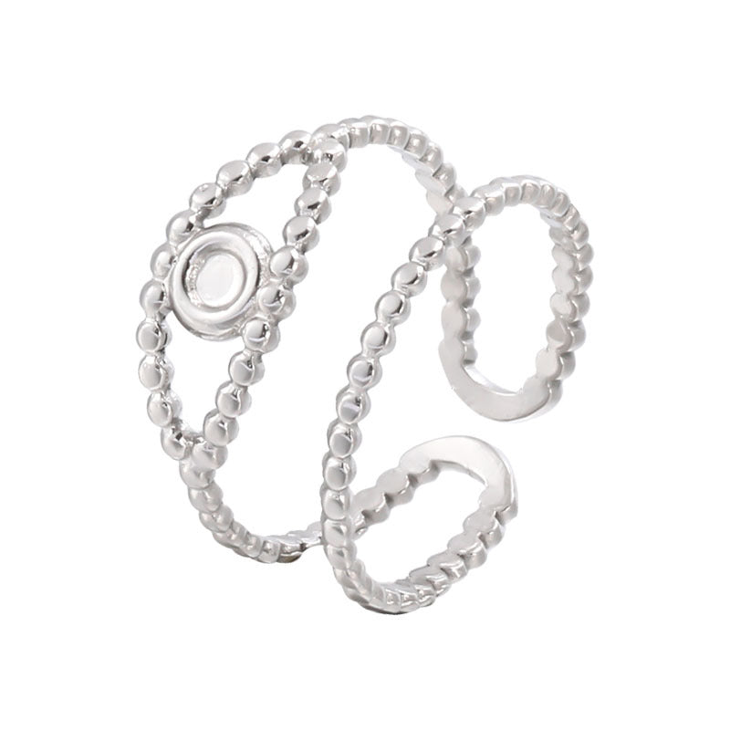 Anello Aperto Occhio di Allah Minimalista in Acciaio Inox con Placcatura Oro 18K per Donna