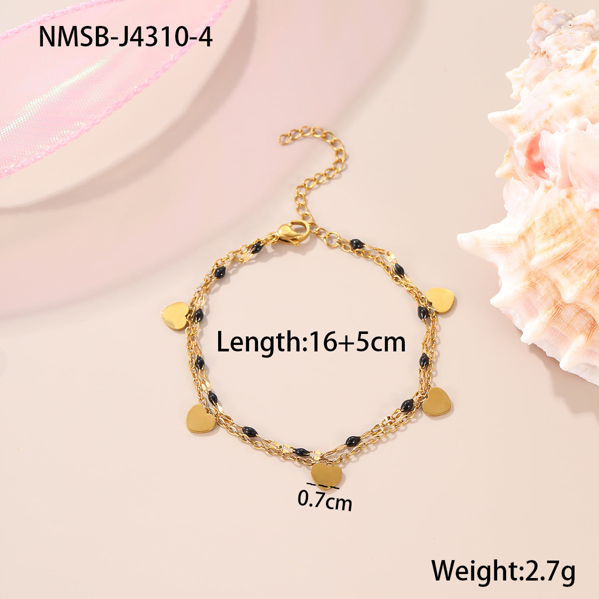 Fashionable OL Style Geometric Enamel Beaded Flower Bracelet for Women in Titanium Steel with Plated Finish