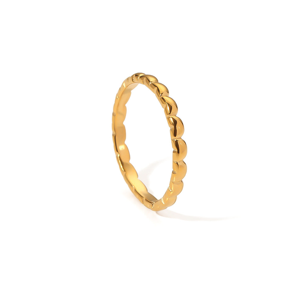 Minimalist Geometric Dot Pattern 18K Gold Plated Stainless Steel Ring for Women