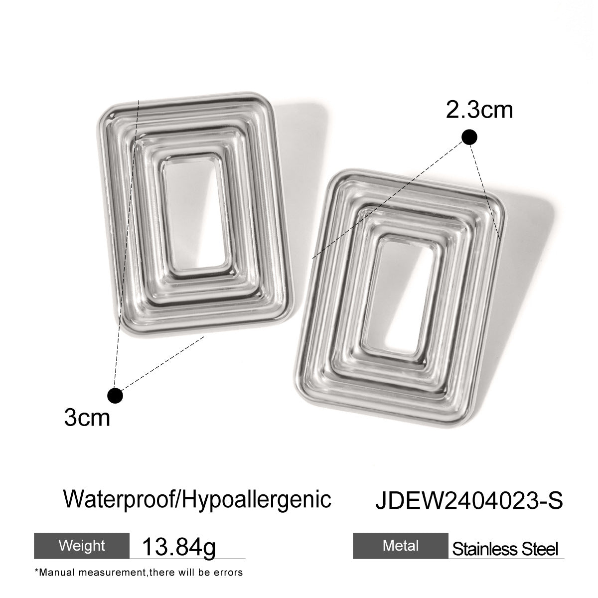 Minimalist Geometric 18K Gold Plated Stainless Steel Hollow Spiral Rectangle Earrings