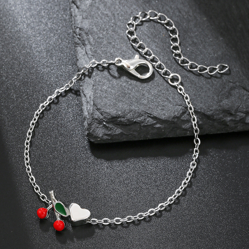Sweet Colorful Drip Oil Cherry Bracelet