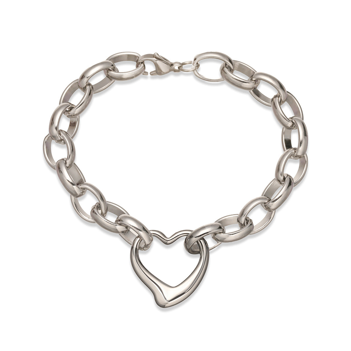 Minimalist Heart Geometric Stainless Steel PVD Pendant Necklace for Women