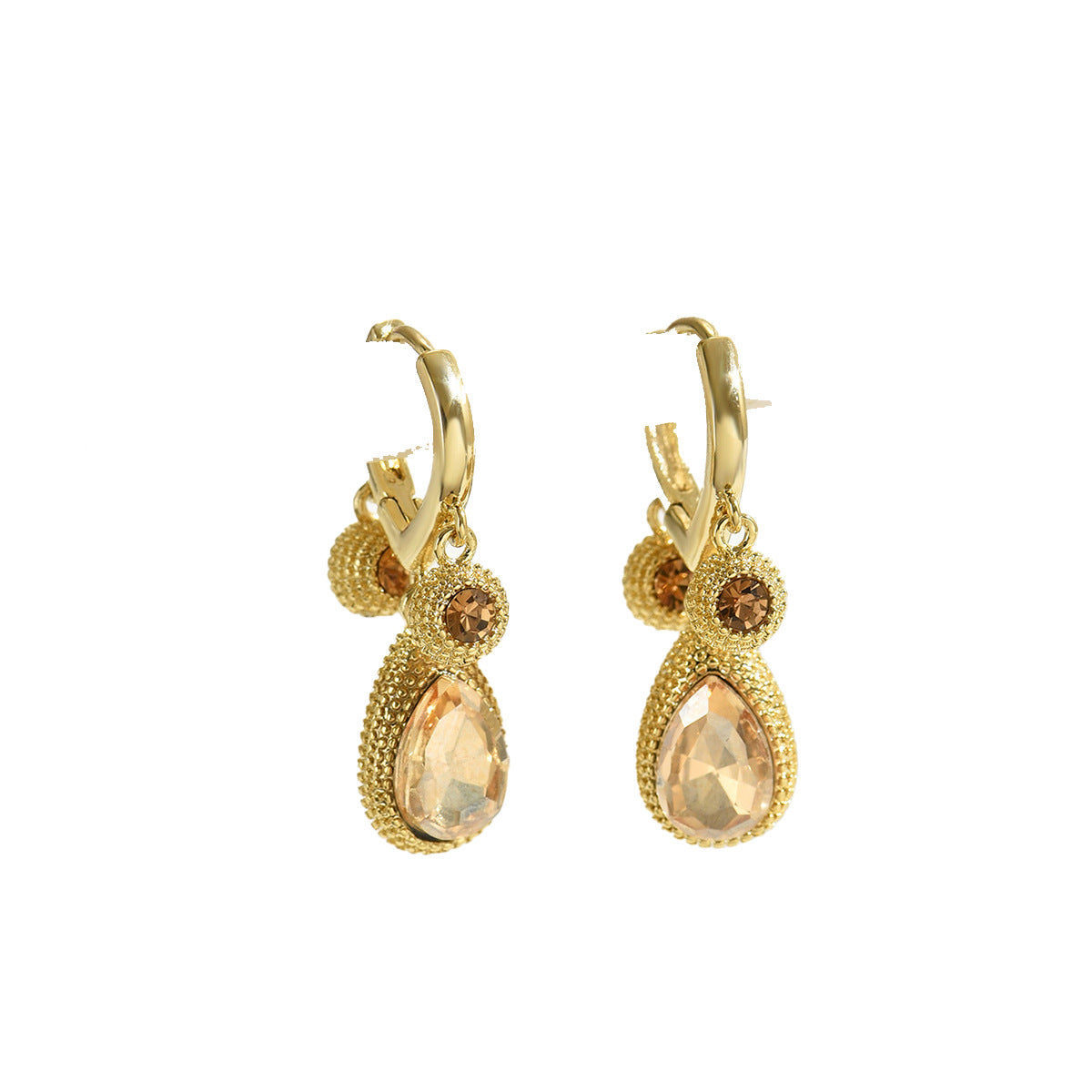 Pendientes Minimalistas de Cobre con Forma de Lágrima con Incrustaciones de Pedrería para Mujer, Poste de Acero Inoxidable, Accesorio de Moda Geométrico